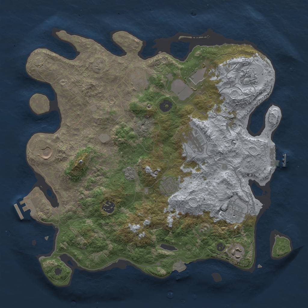 Rust Map: Procedural Map, Size: 3750, Seed: 748839, 18 Monuments