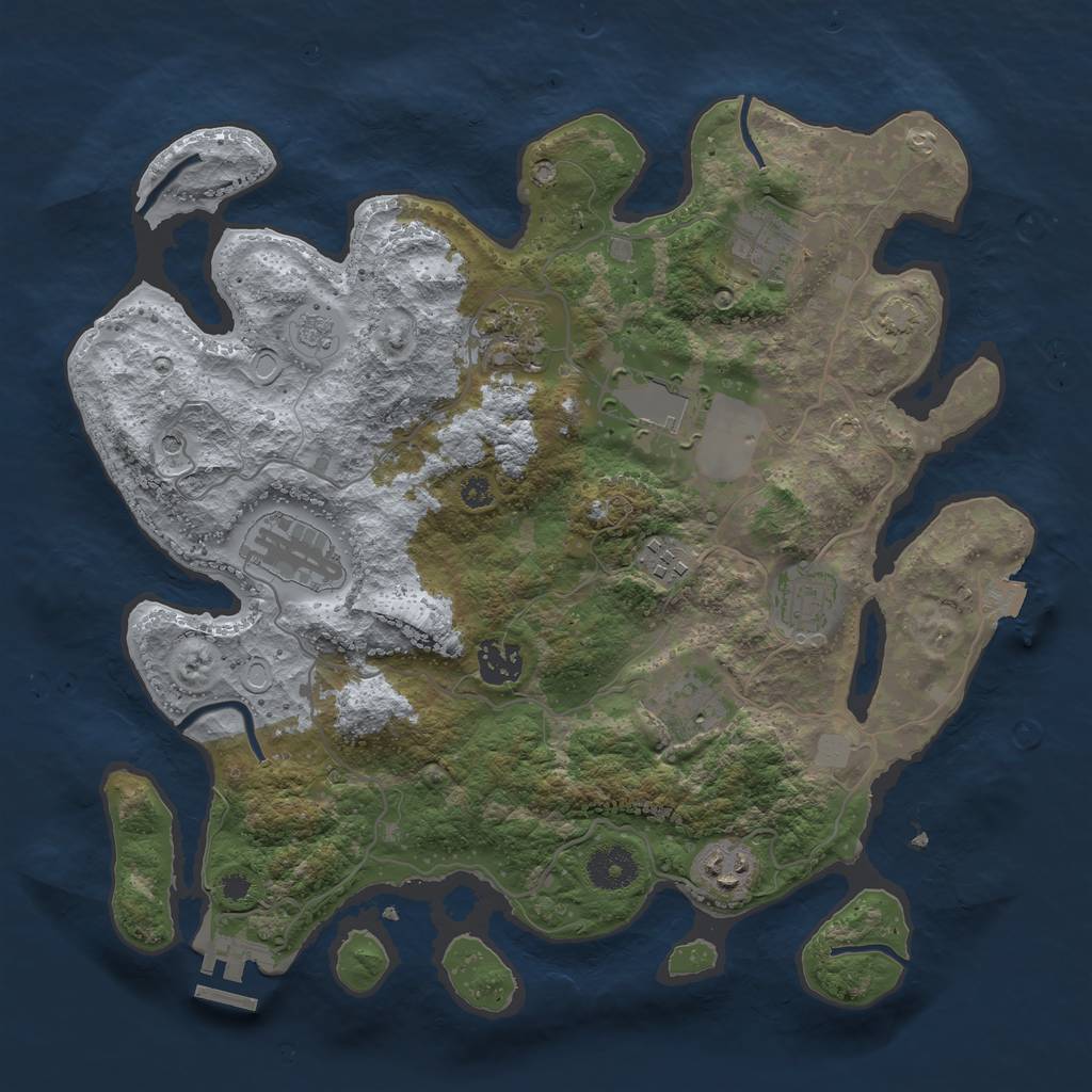 Rust Map: Procedural Map, Size: 3500, Seed: 2109564900, 16 Monuments