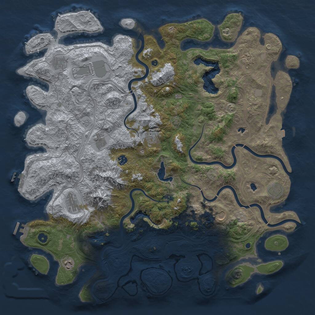 Rust Map: Procedural Map, Size: 5000, Seed: 747588431, 17 Monuments