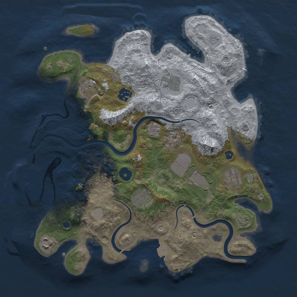 Rust Map: Procedural Map, Size: 3500, Seed: 851530366, 13 Monuments