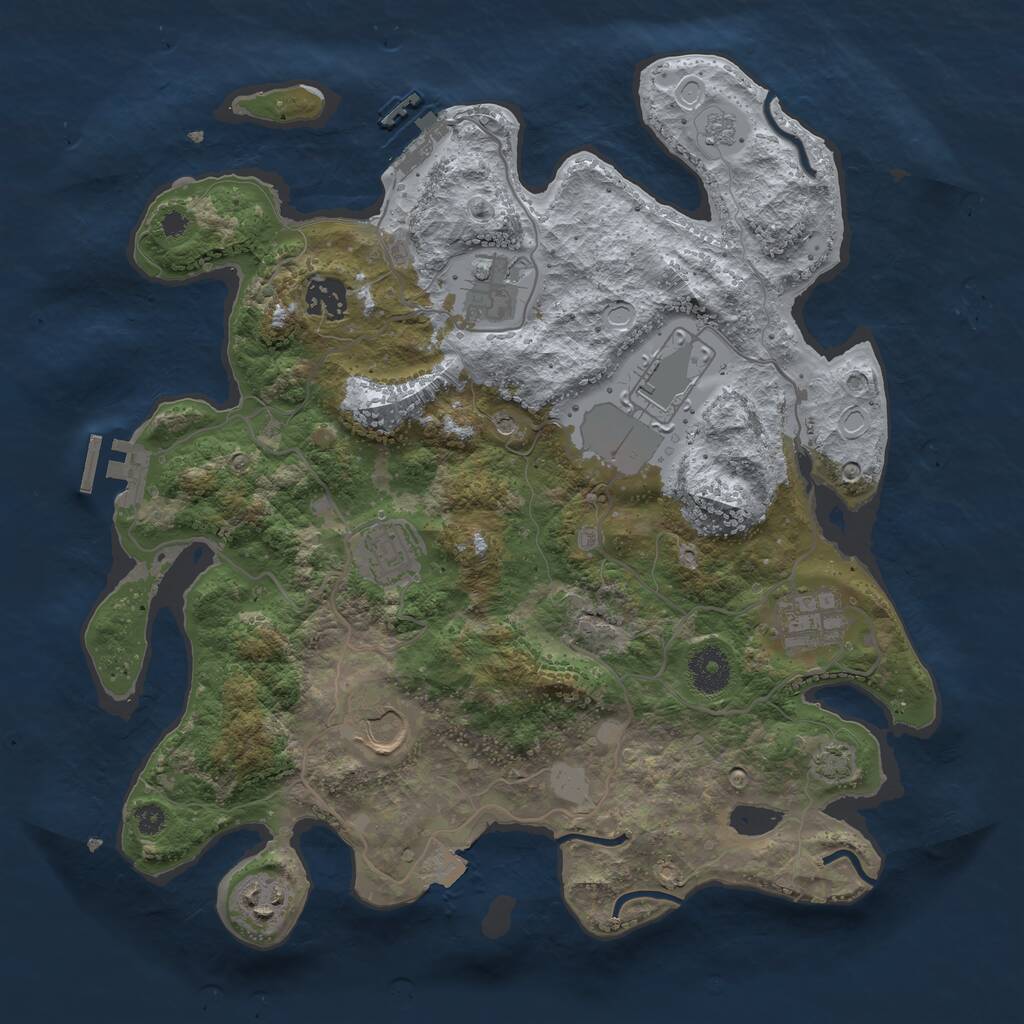 Rust Map: Procedural Map, Size: 3500, Seed: 851530366, 13 Monuments