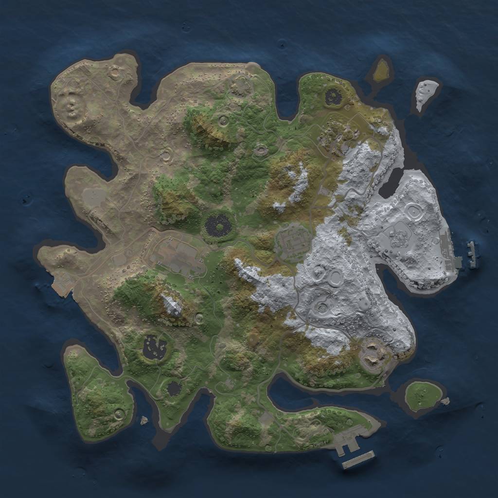 Rust Map: Procedural Map, Size: 3000, Seed: 646816313, 13 Monuments