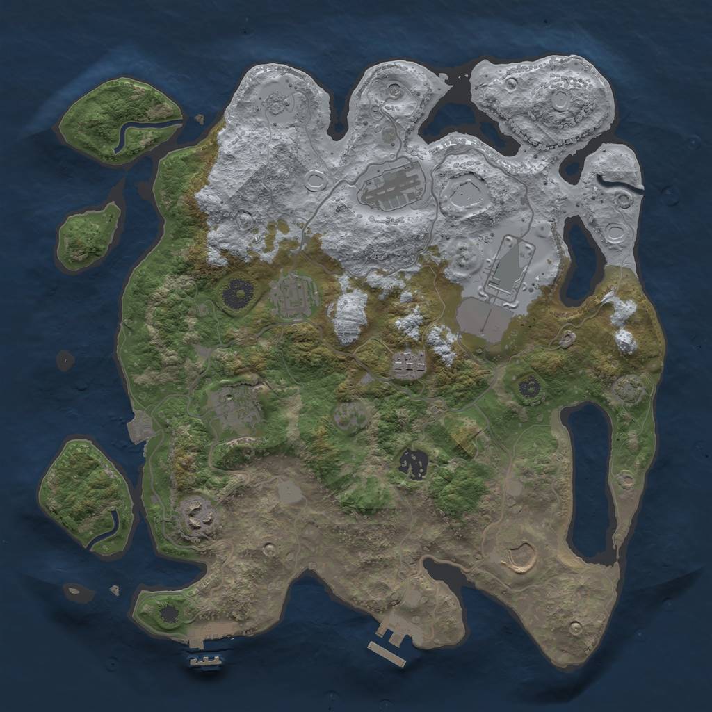 Rust Map: Procedural Map, Size: 3500, Seed: 66493565, 16 Monuments