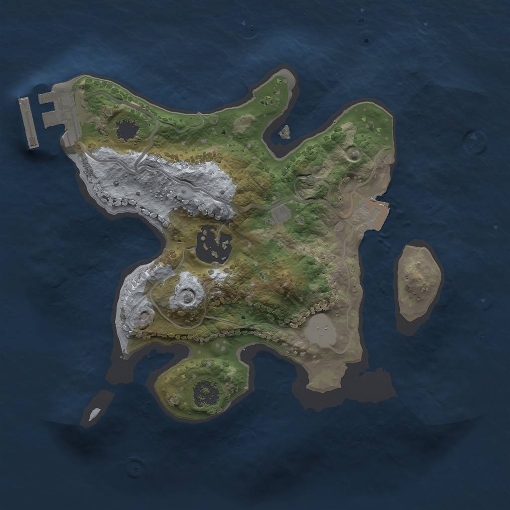 Rust Map: Procedural Map, Size: 2000, Seed: 1976984133, 5 Monuments