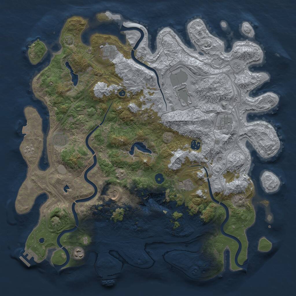Rust Map: Procedural Map, Size: 4500, Seed: 5353536, 16 Monuments