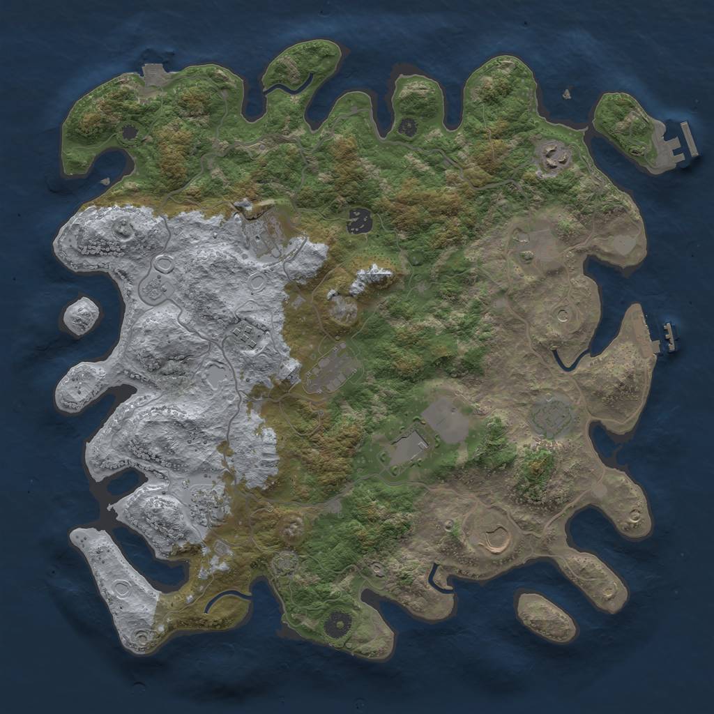 Rust Map: Procedural Map, Size: 4000, Seed: 163631025, 18 Monuments