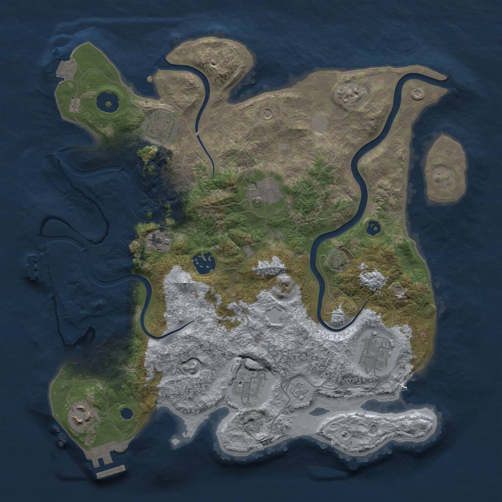 Rust Map: Procedural Map, Size: 3450, Seed: 97899847, 13 Monuments