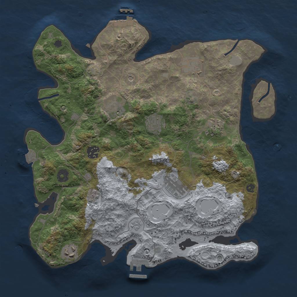 Rust Map: Procedural Map, Size: 3450, Seed: 97899847, 16 Monuments