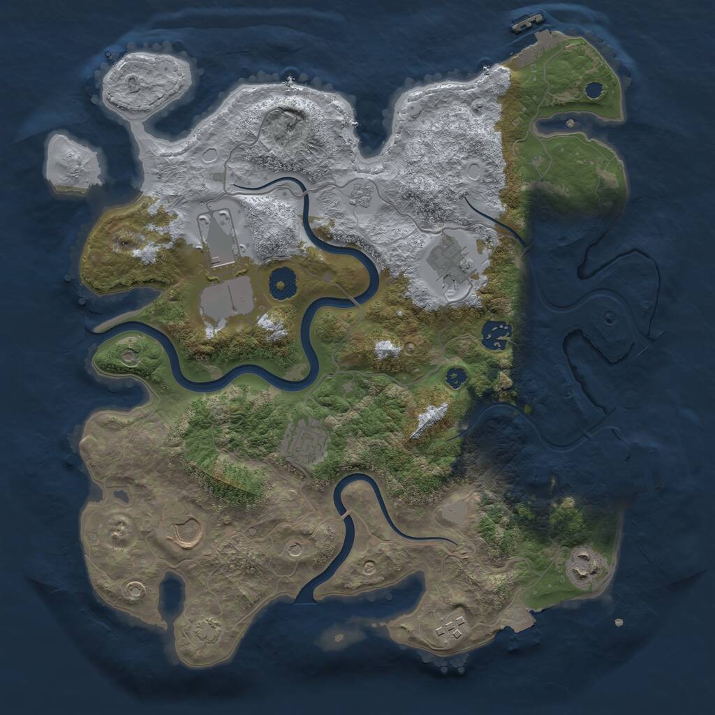 Rust Map: Procedural Map, Size: 3500, Seed: 563021956, 13 Monuments