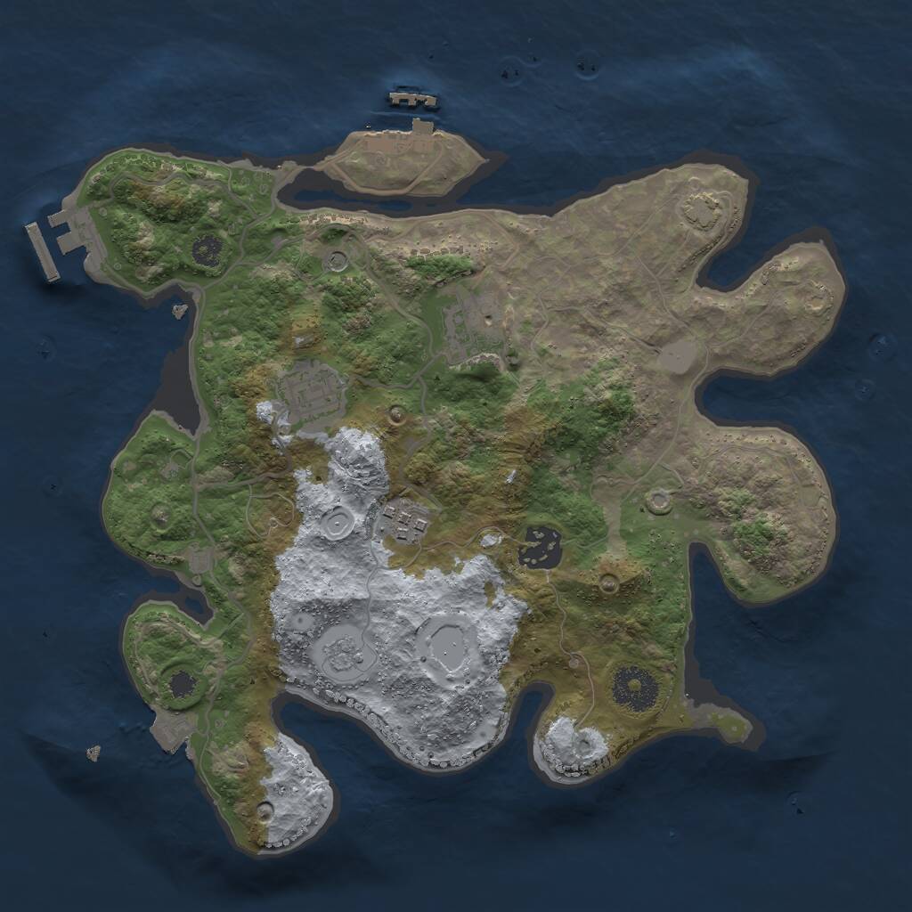 Rust Map: Procedural Map, Size: 3000, Seed: 955614844, 10 Monuments