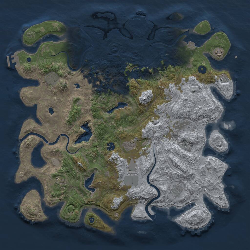 Rust Map: Procedural Map, Size: 4500, Seed: 97442750, 16 Monuments