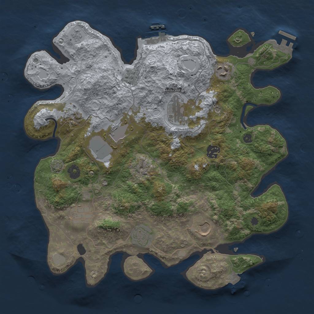 Rust Map: Procedural Map, Size: 3500, Seed: 553729720, 17 Monuments