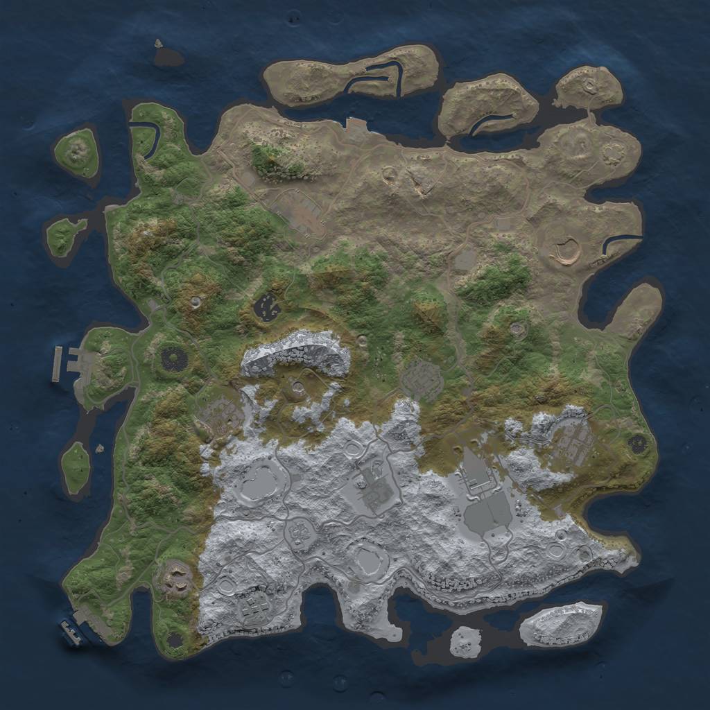 Rust Map: Procedural Map, Size: 4000, Seed: 1079925966, 18 Monuments