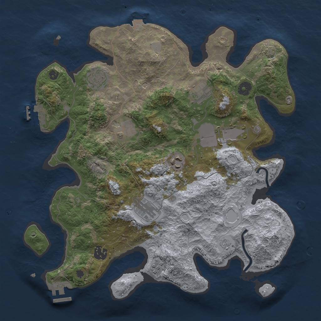 Rust Map: Procedural Map, Size: 3500, Seed: 41081698, 16 Monuments