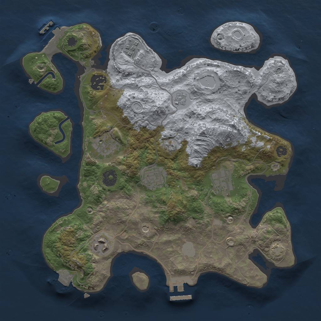 Rust Map: Procedural Map, Size: 3000, Seed: 1550810092, 14 Monuments