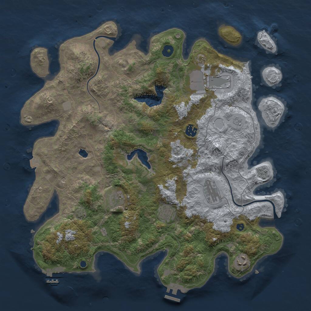 Rust Map: Procedural Map, Size: 4000, Seed: 1997304544, 13 Monuments