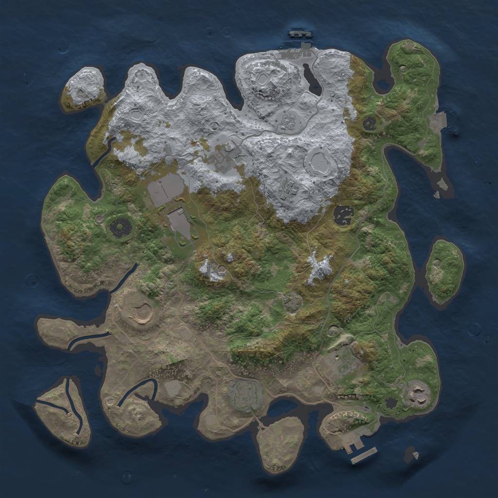 Rust Map: Procedural Map, Size: 3600, Seed: 256250636, 16 Monuments