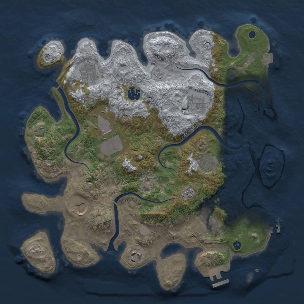 Rust Map: Procedural Map, Size: 3600, Seed: 256250636, 15 Monuments