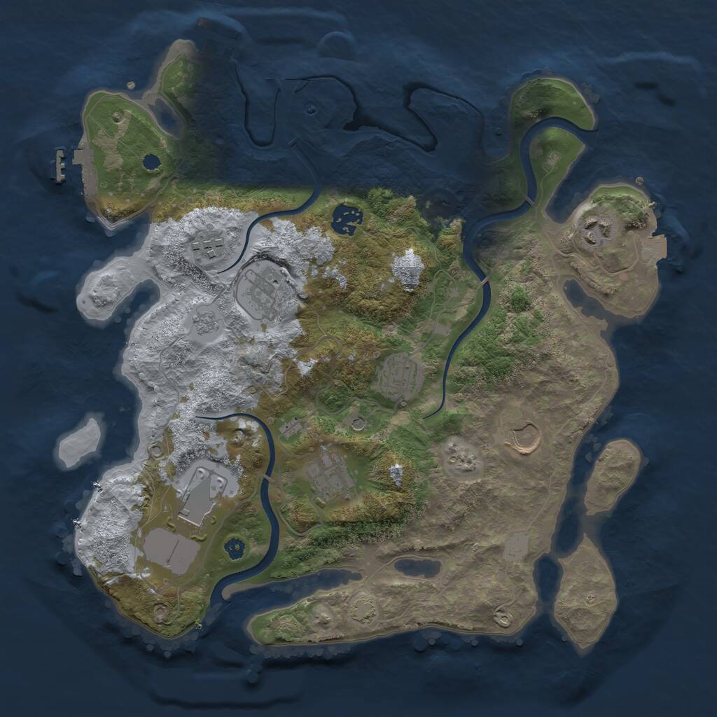 Rust Map: Procedural Map, Size: 3500, Seed: 1818091084, 14 Monuments