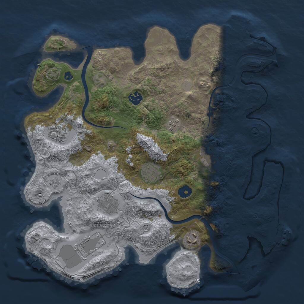Rust Map: Procedural Map, Size: 3500, Seed: 870867723, 14 Monuments