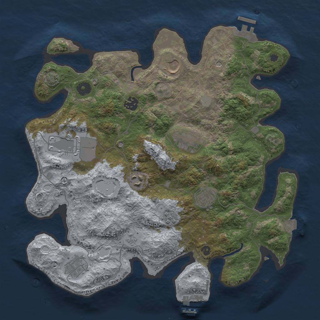 Rust Map: Procedural Map, Size: 3500, Seed: 870867723, 16 Monuments