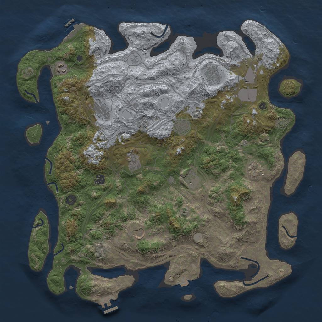 Rust Map: Procedural Map, Size: 4500, Seed: 2053859374, 19 Monuments