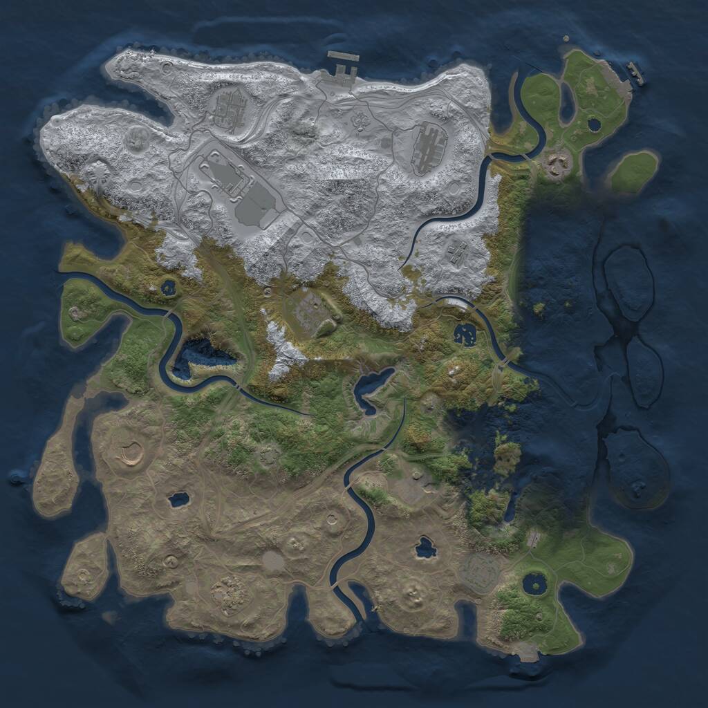 Rust Map: Procedural Map, Size: 4500, Seed: 2991380, 17 Monuments