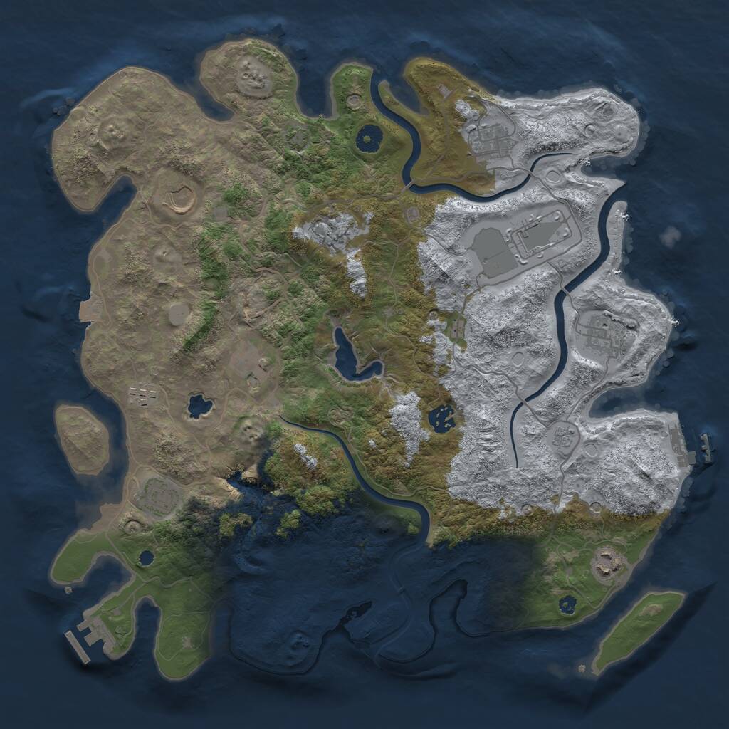 Rust Map: Procedural Map, Size: 4000, Seed: 454589158, 16 Monuments