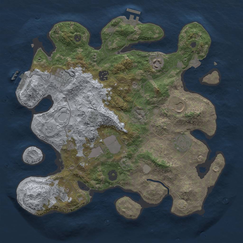 Rust Map: Procedural Map, Size: 3500, Seed: 1991081553, 16 Monuments