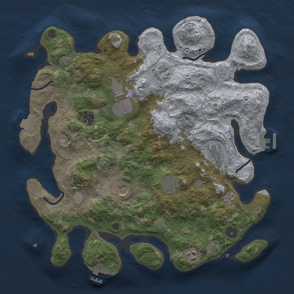 Rust Map: Procedural Map, Size: 3800, Seed: 37751398, 16 Monuments