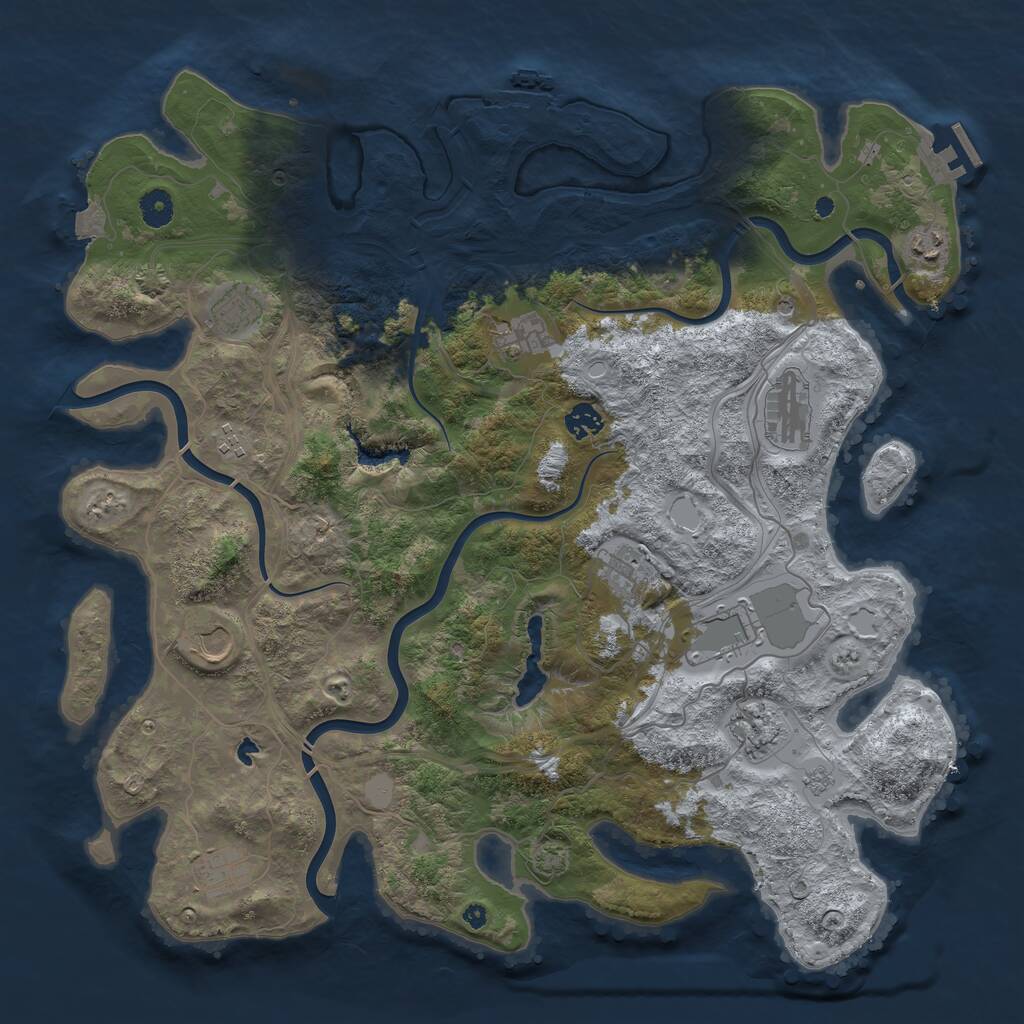 Rust Map: Procedural Map, Size: 4300, Seed: 629445589, 17 Monuments