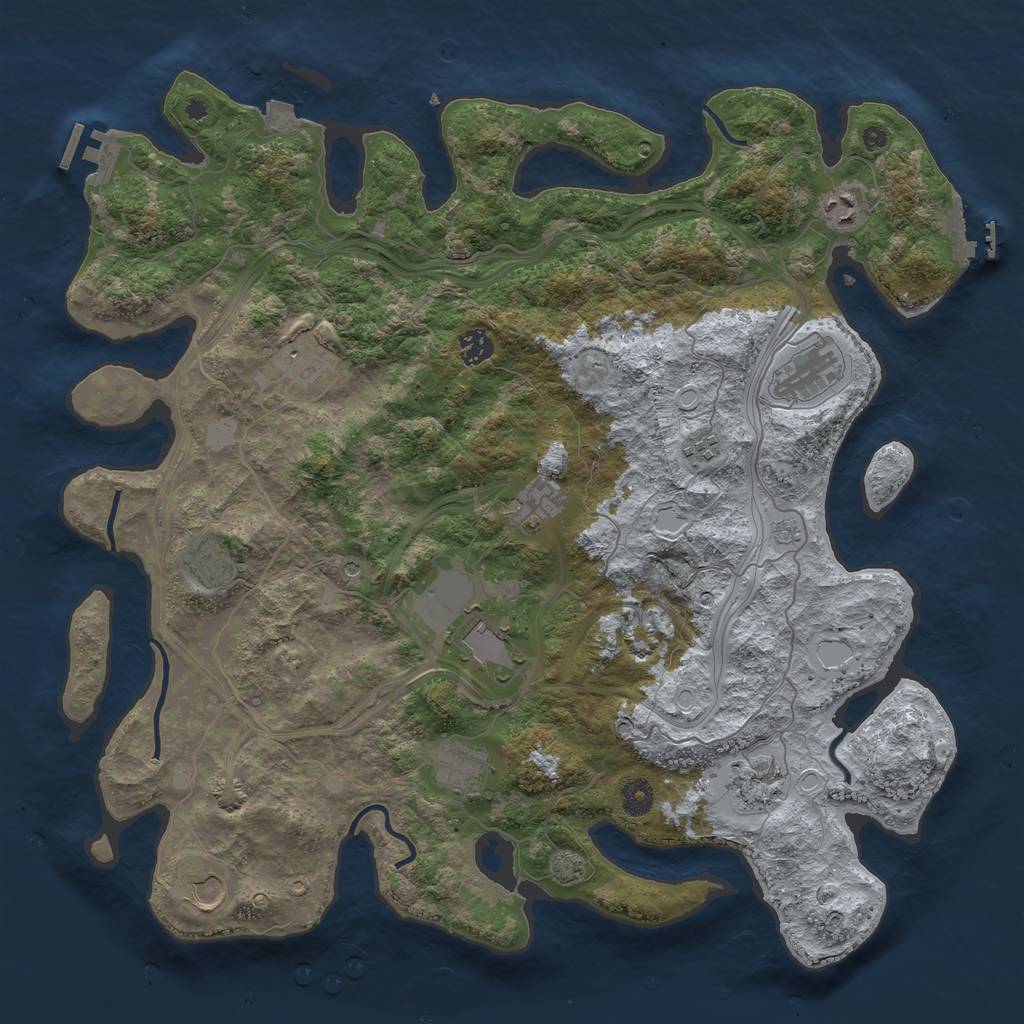 Rust Map: Procedural Map, Size: 4300, Seed: 629445589, 19 Monuments