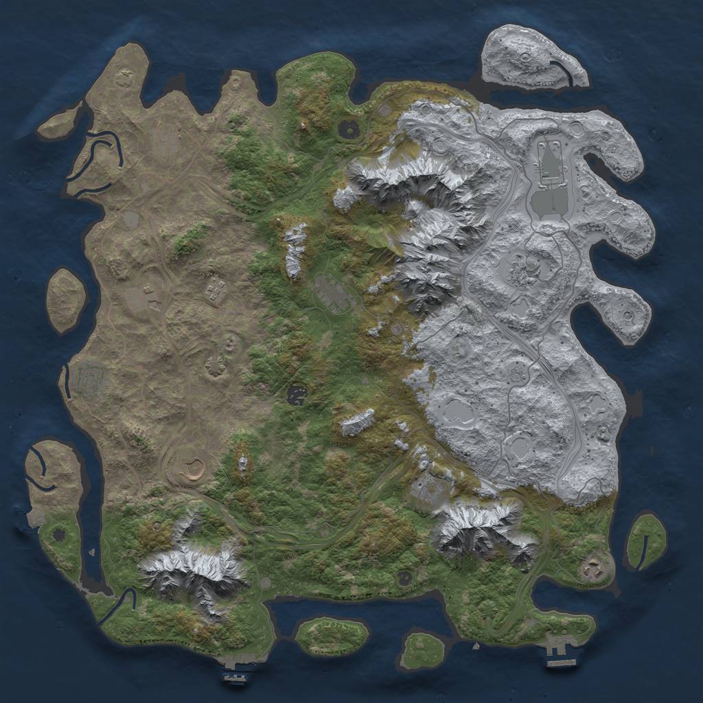Rust Map: Procedural Map, Size: 5000, Seed: 1122, 19 Monuments