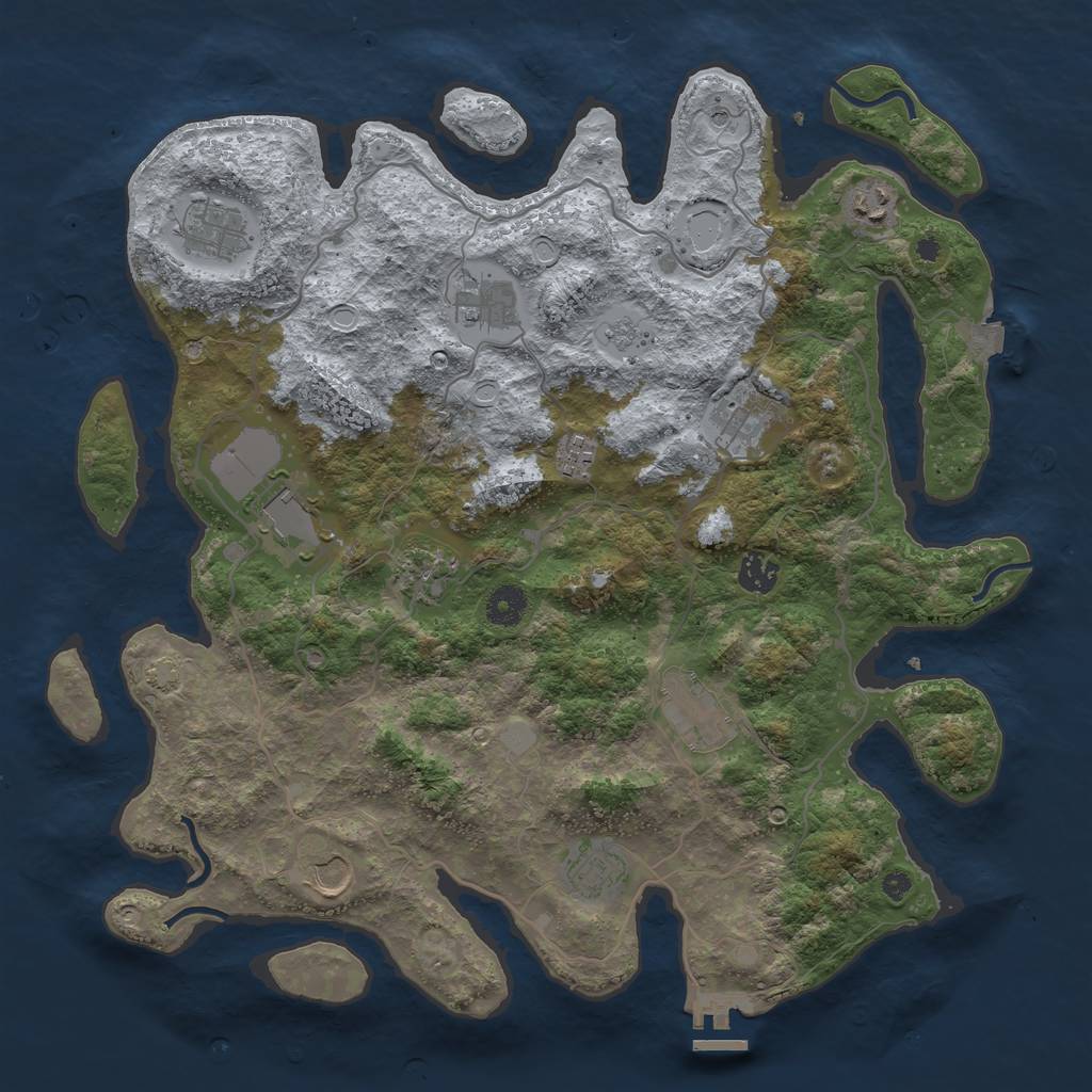 Rust Map: Procedural Map, Size: 4000, Seed: 2050644115, 18 Monuments