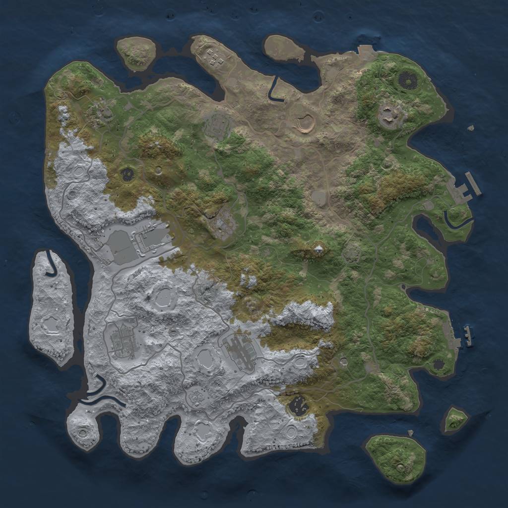 Rust Map: Procedural Map, Size: 4000, Seed: 994490675, 18 Monuments