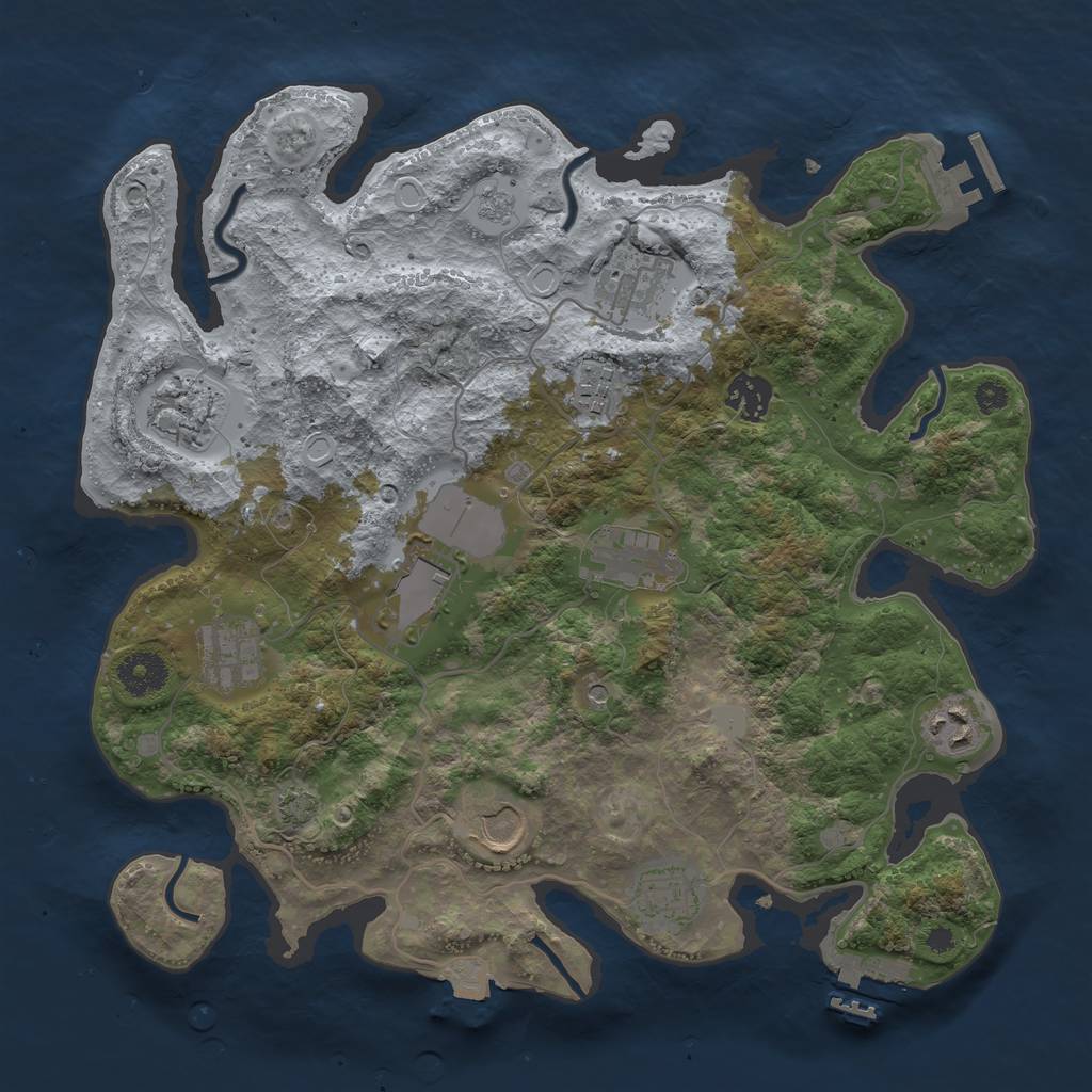 Rust Map: Procedural Map, Size: 3500, Seed: 951497954, 18 Monuments