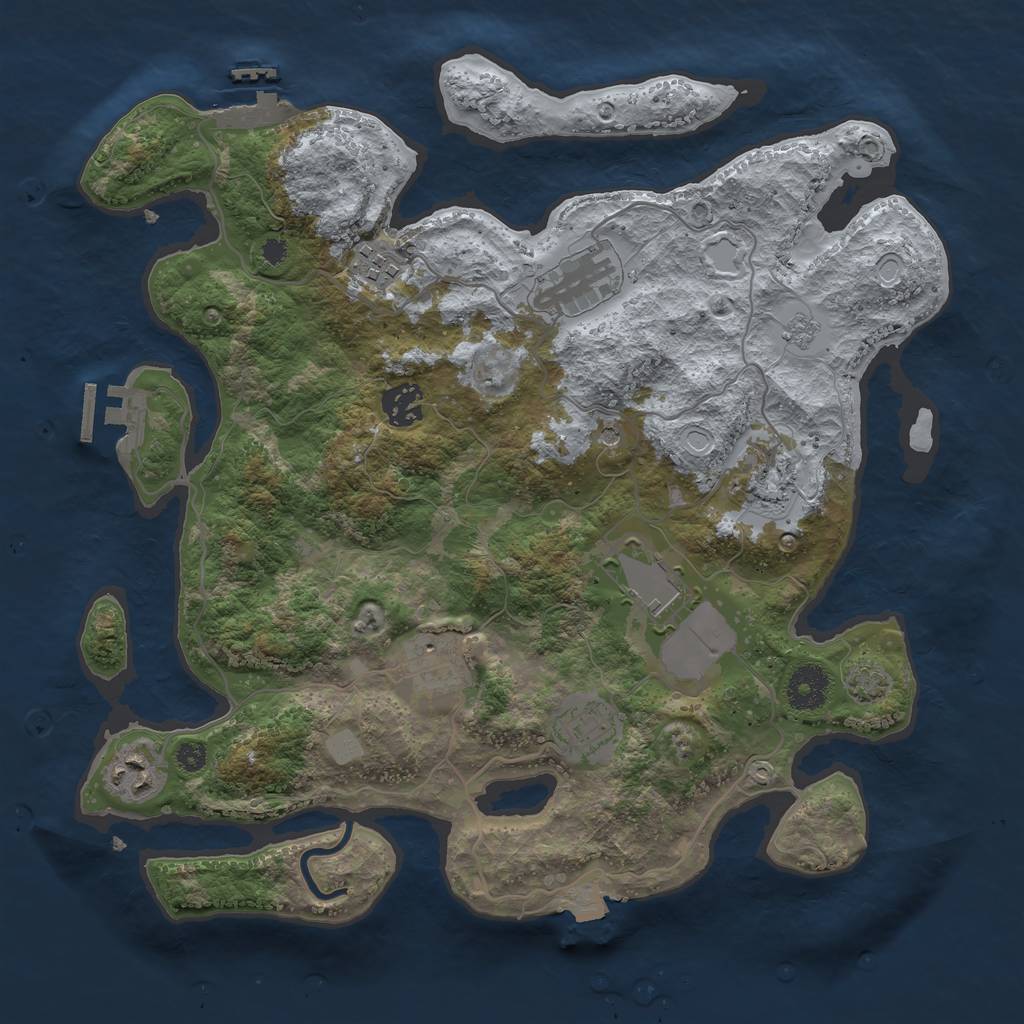 Rust Map: Procedural Map, Size: 3500, Seed: 666107, 16 Monuments