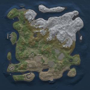 Thumbnail Rust Map: Procedural Map, Size: 3500, Seed: 666107, 16 Monuments
