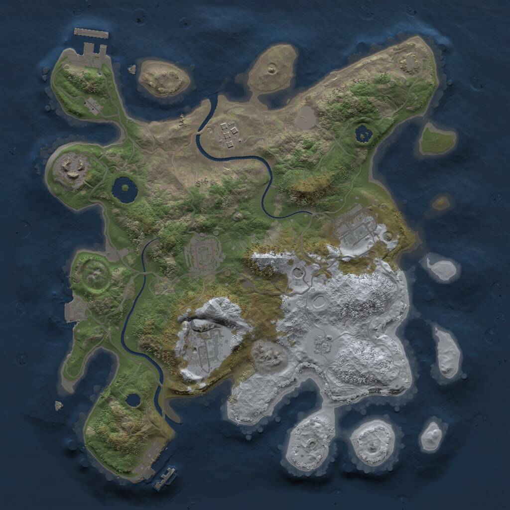 Rust Map: Procedural Map, Size: 3000, Seed: 767714, 11 Monuments