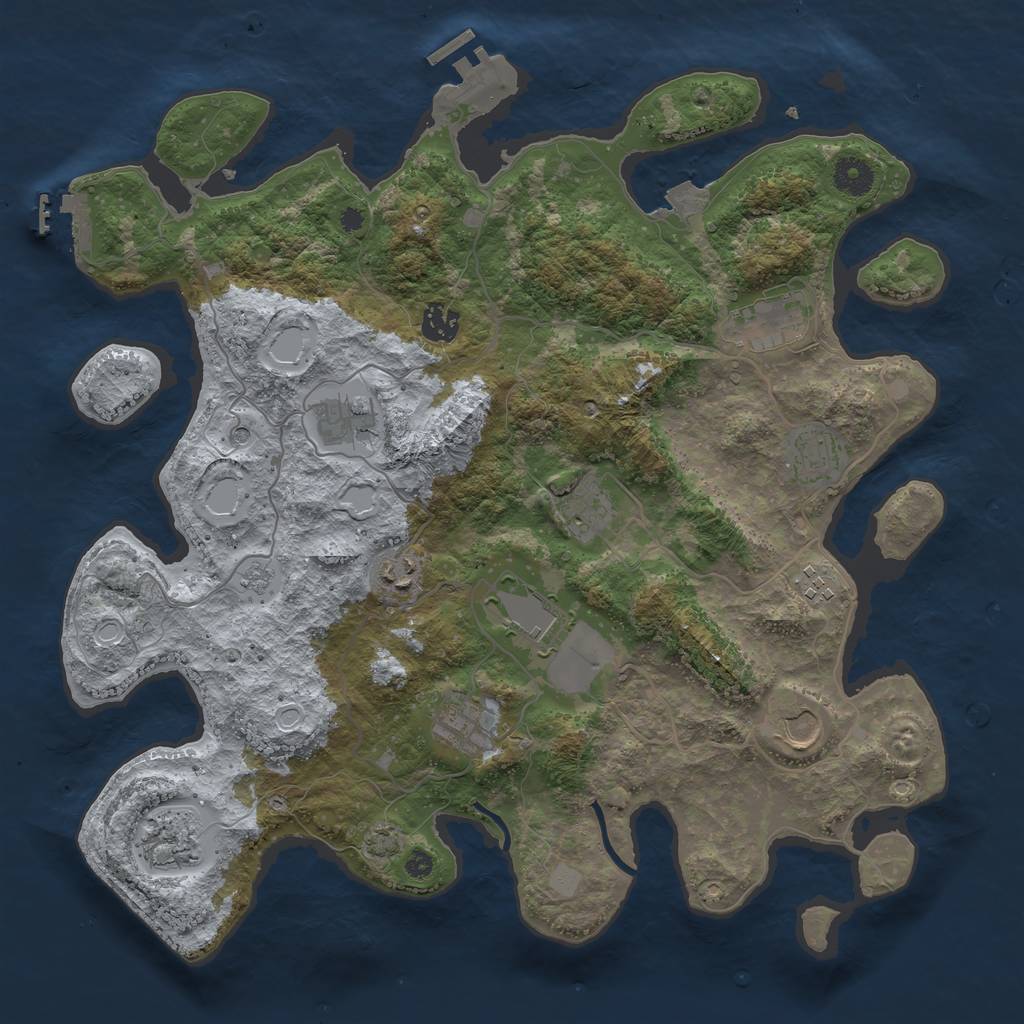 Rust Map: Procedural Map, Size: 3900, Seed: 41346772, 19 Monuments