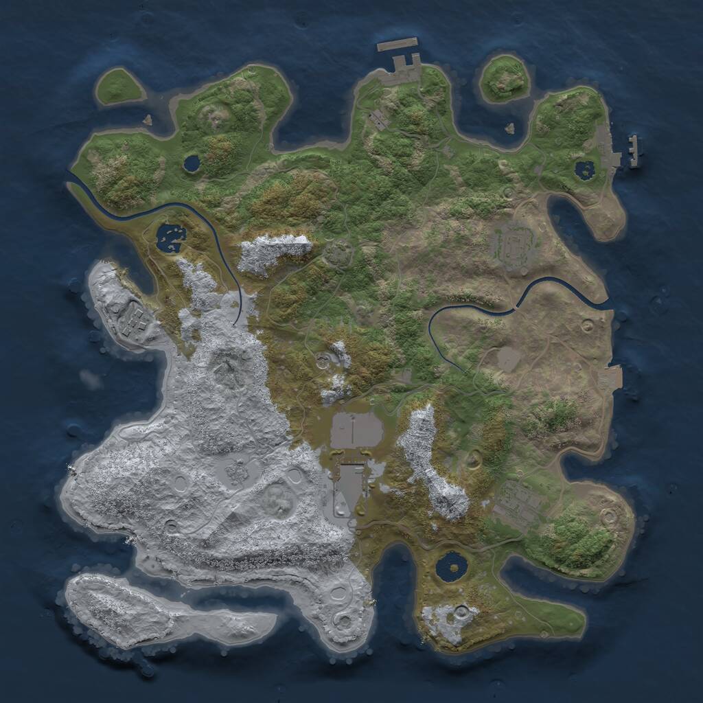 Rust Map: Procedural Map, Size: 3500, Seed: 1270215552, 11 Monuments