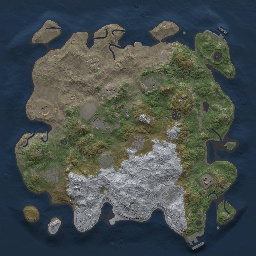 Rust Map: Procedural Map, Size: 4000, Seed: 101892657, 19 Monuments