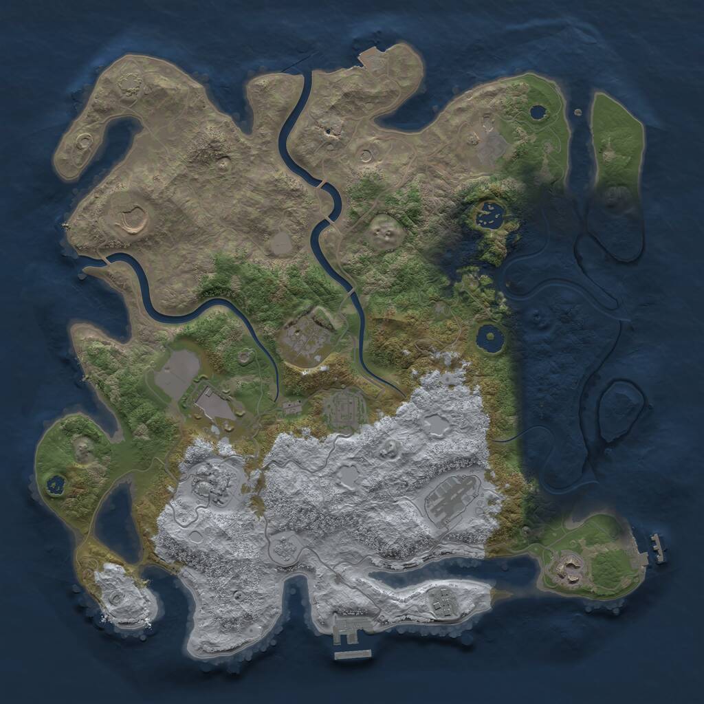 Rust Map: Procedural Map, Size: 3850, Seed: 94808913, 16 Monuments