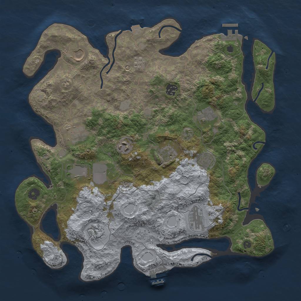 Rust Map: Procedural Map, Size: 3850, Seed: 94808913, 19 Monuments