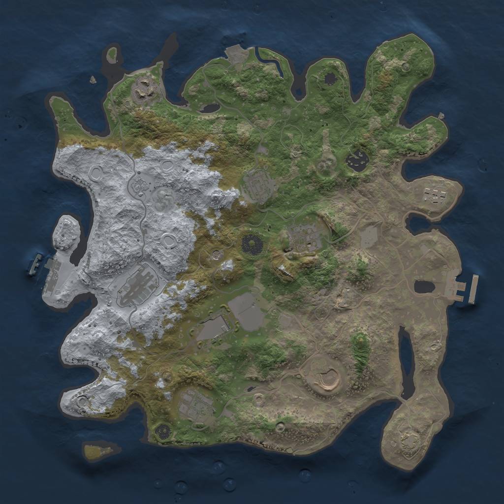 Rust Map: Procedural Map, Size: 3500, Seed: 2146546485, 17 Monuments