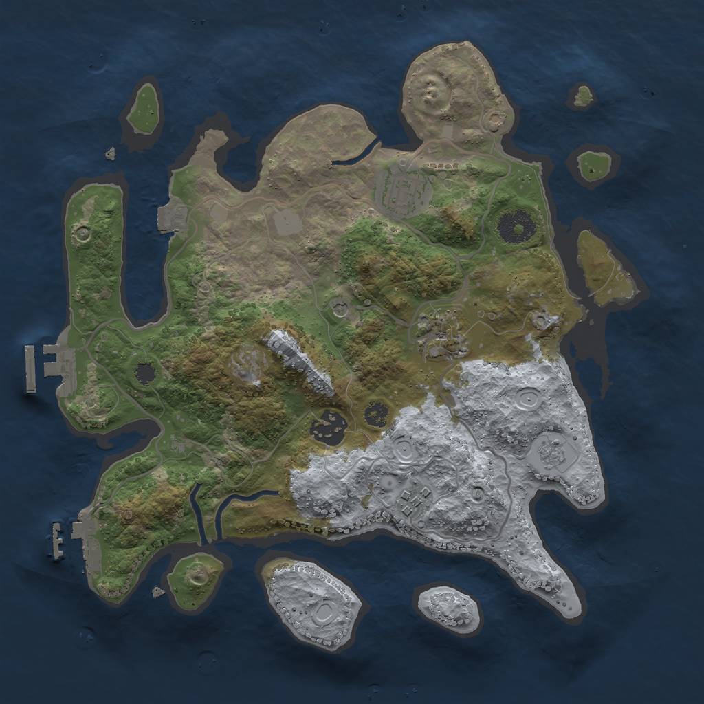 Rust Map: Procedural Map, Size: 3000, Seed: 1341501929, 11 Monuments