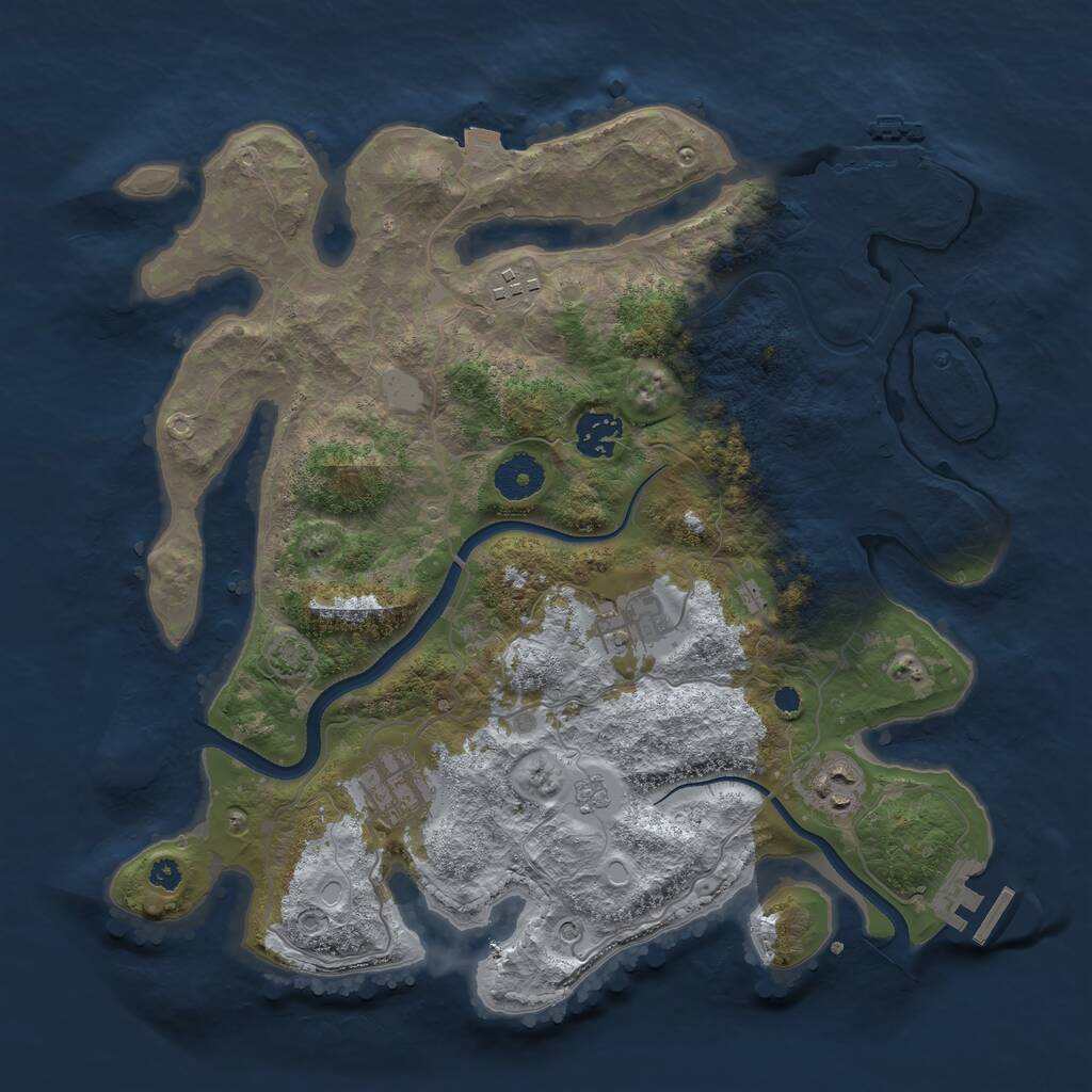 Rust Map: Procedural Map, Size: 3500, Seed: 5687987, 11 Monuments