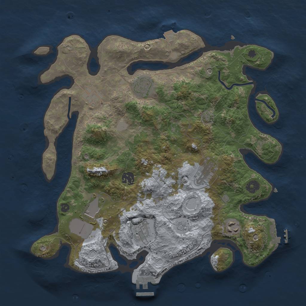 Rust Map: Procedural Map, Size: 3500, Seed: 5687987, 15 Monuments