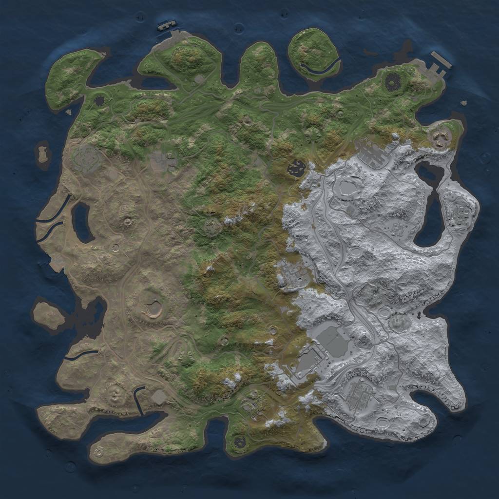 Rust Map: Procedural Map, Size: 4250, Seed: 696933, 19 Monuments