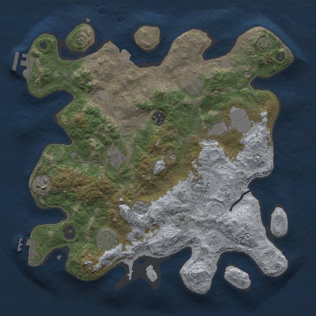Rust Map: Procedural Map, Size: 3500, Seed: 1333553848, 16 Monuments